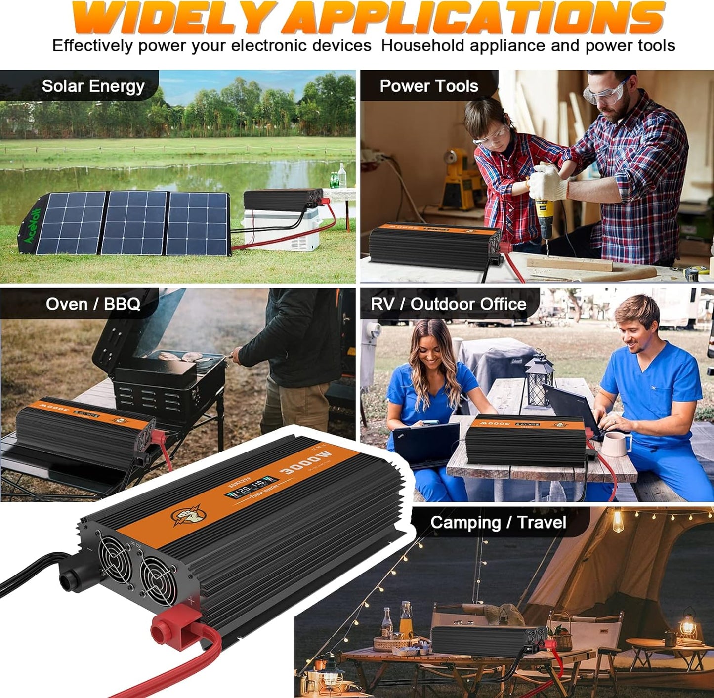 Homkeep 3000 Watt Heavy Duty Power Inverter 12V to 110V with LCD Display