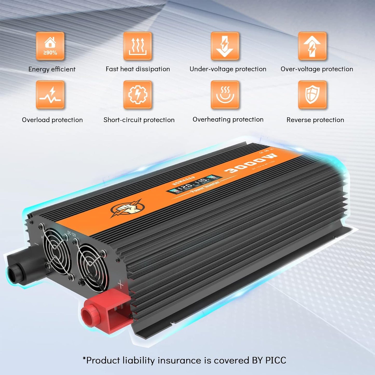 Homkeep 3000 Watt Heavy Duty Power Inverter 12V to 110V with LCD Display