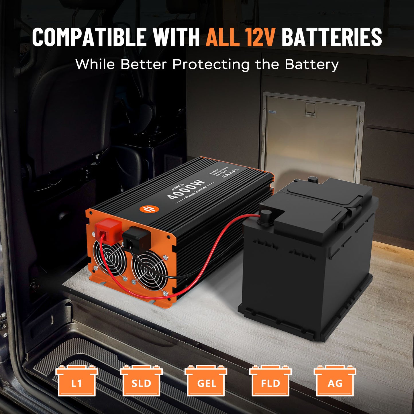 Homkeep 4000 Watt Power Inverter 12V DC to 110V/120V AC Converter with Remote Controller