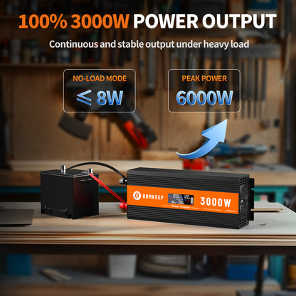 Homkeep 3000W Power Inverter 12V DC to 110V/120V AC Converter with LCD Display and Remote Controller