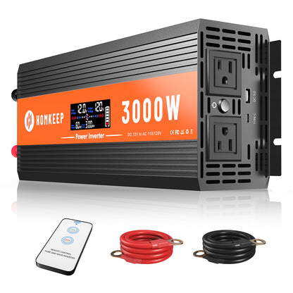 Homkeep 3000W Power Inverter 12V DC to 110V/120V AC Converter with LCD Display and Remote Controller