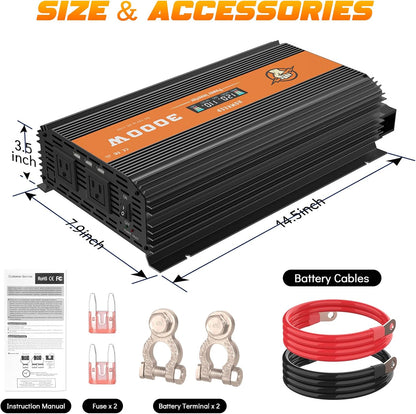 Homkeep 3000 Watt Heavy Duty Power Inverter 12V to 110V with LCD Display
