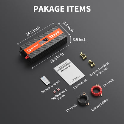 Homkeep 3000W Power Inverter 12V DC to 110V/120V AC Converter with LCD Display and Remote Controller