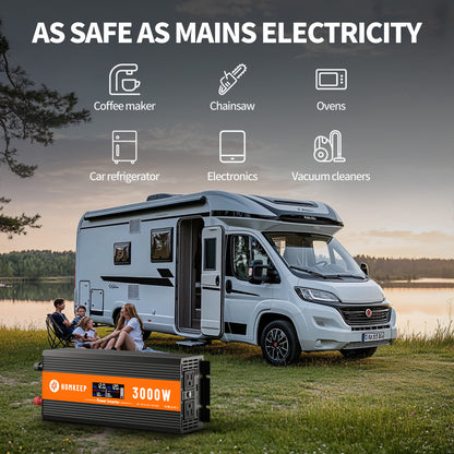 Homkeep 3000W Power Inverter 12V DC to 110V/120V AC Converter with LCD Display and Remote Controller