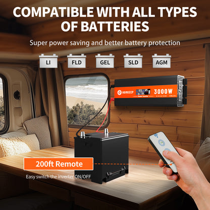 Homkeep 3000W Power Inverter 12V DC to 110V/120V AC Converter with LCD Display and Remote Controller